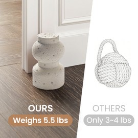 AELS 5.5lbs Textured Decorative Door Stopper, Heavy Duty and No Drill Required, Portable Design for Indoor Outdoor Use, Ideal for Patio Yard Garden, Stylish Mid Century Modern Home Decor, Creamy White