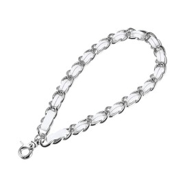 sourcing map Leather Wristlet Strap, 8" Hand Wrist Lanyard Leather Replacement Wrist Strap for Clutch Wallet Keychain Bags DIY, White + Silver Tone