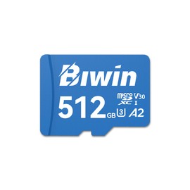 Biwin MS210 Micro SDXC SD Memory Card 512GB, Up to 210 MB/s, UHS-I V30 4K UHD A2 U3 SD Card for Digital Camera, Smartphones, Action Cams, Drones