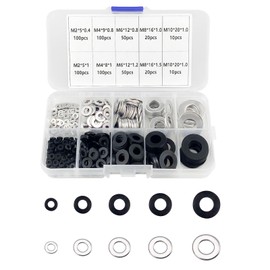 560pcs Flat Washers Black Nylon Washers Stainless Steel Round Spacer Washers M2 M4 M6 M8 M10 Assorted Washers Assortment Kit for Mechanics