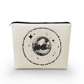 YULUENZE Be Jeweled Pattern Canvas Makeup Bag Twinkling Disco Ball Organizer Toiletry Pouch with Zipper Inspirational Cosmetic Bag Motivational Present for Friends Families Women