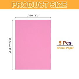 sourcing map 5 Pcs Shrink Plastic Sheets, 8x12 Inch Shrink Films Paper Heat Shrink Art Paper for Making Earrings, Necklace, Keychains DIY Crafts Project, Pink