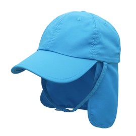 Ducclucc Quick Dry Sun Hats with Neck Flap Kids Hat with Chin Strap Sun Protection Hats for Toddler Lightweight Running Hats, Sky Blue, 2-6 Years