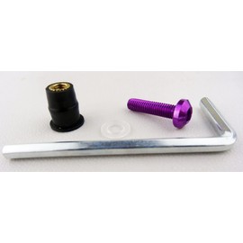 Set of 10 Anodised Motorcycle Aluminium Screws Hexagon Socket Lens Head with Rubber Purple with Washers and Rubber Bearing Lock Nut M5 x 15