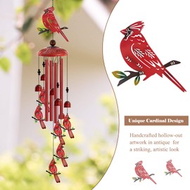 Cardinal Wind Chimes for Outside, 35'' Metal Cardinal WindChimes Gifts for Women/Men, Decoration for Outdoor, Home, Garden, Patio, Backyard