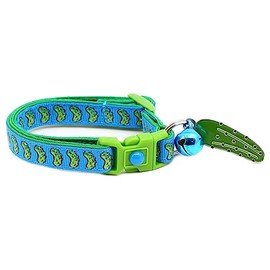 Pickle Cat Collar with Bell | Safety Breakaway Collar | Adjustable Large Size or Kitten Collar (Small(10lbs & Less), Blue)