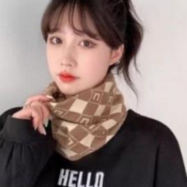 9-Color Winter Warm Knitted Neck Warmer Knitted Headband Houndstooth Black/ONE