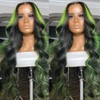 QD-Tizer Green Highlights Lace Front Wigs 13x4 Glueless Body Wave