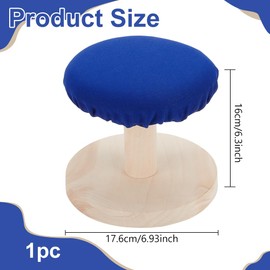 BENECREAT 6.9x6.3inch Round Wooden Ironing Board, Blue Mini Iron Padded Sleeve Tailor Ironing Board with Round Base for Tabletop Small Ironing Household Travel Accessories