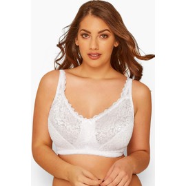 Yours White Hi Shine Lace Non-Padded Non-Wired Full Cup Bra - Women's - Plus Size Curve