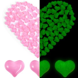 Halloscume 100 Pcs Mother's Day Glow in The Dark Heart Shaped Gems Mini Resin Luminous Heart Shaped Beads for Mother's Day Table Scatter Wedding Party Favor Vase Filler(Pink)