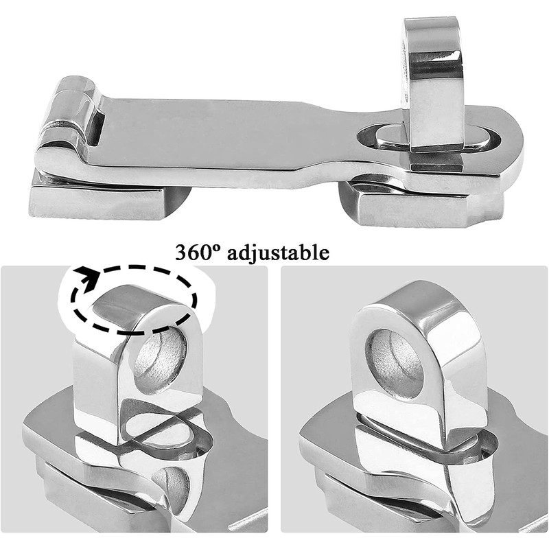 Bonsicoky 2Pcs Marine Grade 316 Stainless Steel Door Hasps, 3