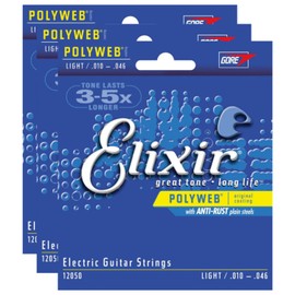 3 Sets of Elixir 12050 Polyweb Light Electric Strings (10-46)
