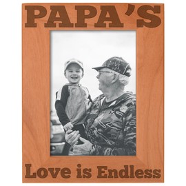 ThisWear Father's Day Gift Papa's Love is Endless Natural Wood Engraved 5x7 Portrait Picture Frame Wood