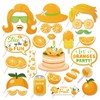 LUMSONKristin Paradise 25Pcs Orange Fruit Photo Booth Props with Stick,