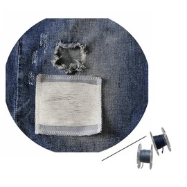 2Pcs DIY Sewing on Jeans Craft Decoration Accessories,Pattern Cotton Patches with Sewing Kit for Jackets Jeans (4.7'' x 3.2'')