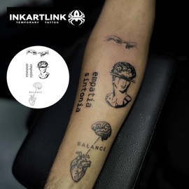 INKARTLINK Tattoo Tech, 2 Sheets Large Semi Permanent Tattoo, Temporary Tattoos, Last 1-2 Weeks, Waterproof, Realistic Look, No Adhesive, No Reflection （Religion Design)125