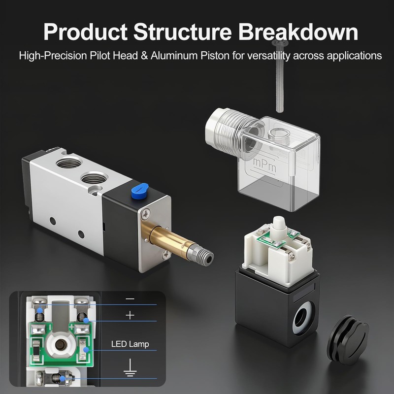 Baomain 4 Station Solenoid Valve Manifold, 12V DC 5 Way