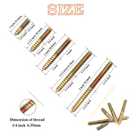 Matrelt 40 Pack 1/4-20" Hanger Bolts 5Sizes 1-3 Inch Double Headed Bolts Wood Dowel Screw Self-Tapping Screw for Wood Furniture Double Threaded Rods Bolt