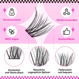 CALAILIS Individual Eyelashes, 96 Pieces, DIY Individual Eyelashes for Self-Application of Lash Extesnion at Home, 10-16 mm D Curl Cluster Individual Lashes (HD17-Mix)