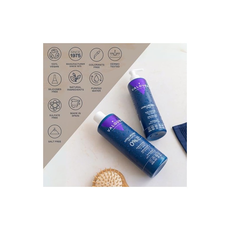 VALQUER Pack Shampoo y Mascarilla Ácido Hialurónico 400 ml +