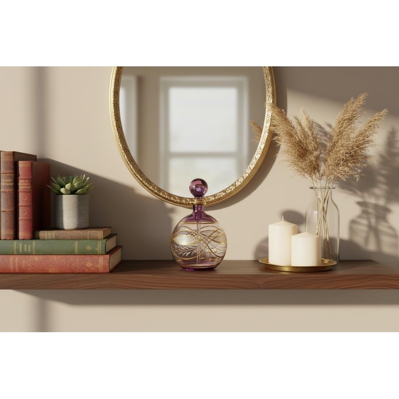 Les Trois Pyramides Hand-Blown Violet Perfume Bottle with 14K Gold