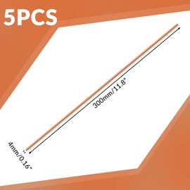 Therwen Pure Copper Round Rod 11.8 Inch Length Bare Copper Metal Rod Solid Copper Rod Lathe Bar Stock for Metal Crafts, Metal Working Hobbies (5 Pcs, 0.16 Inch/ 4 mm in Diameter)