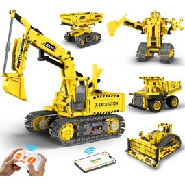 aukfa Excavator Robot Building Toys for Boys, STEM Projects for Kids Ages 8-12, Remote & APP Control Stem Kits Learning Educational Building Kit Dinosaur Robot Toy Gifts for Boys Girls (555 Pieces)