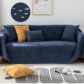 Osunnus Waterproof Sofa Cover Washable Sectional Couch Cover Water Resistant Sofa Slipcover Scratch Proof Furniture Protector for Pets Dogs Cats, Navy Blue 71" x 134"