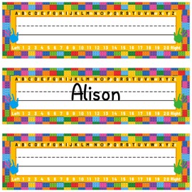 50 Pack Nameplates for Student Desks, Building Blcok Style Name Tags Classroom Student Cubbies Locker Labels