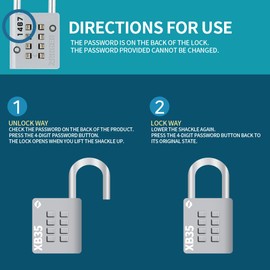 Zarker XB35 8-Digit Push Button Combination Padlock, 4 Digit Locking Mechanism, (2-Pack, Pink, Emerald)
