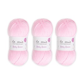 3 Skein La Mia Baby Boom, 100% Antipilling Acrylic Yarn for Knitting and Crochet, Each 100 g (3.5 oz) / 250 m (273 yards), Weight 3 : Light-Dk, Baby Pink - 782
