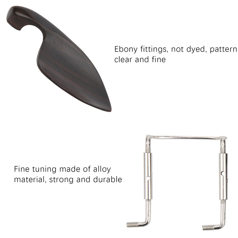 4/4 Violin Parts Tailpiece Ebony Tuning Pegs Chinrest Endpin Tuners
