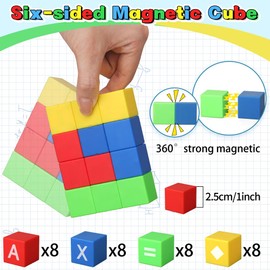 32PCS Magnetic Blocks Toys for Toddler, Montessori Toys for Kids 3+, STEM Educational Learning Creativity Magnet Building Set, Magnet Puzzle Cube Homeschool Preschool Kindergarten