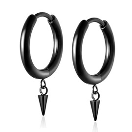 Titanium Huggie Hoop Earrings Hypoallergenic Nickel Free Hinged Sleeper Earrings for Sensitive Skin Cartilage Helix Lobes (10mm black PC)