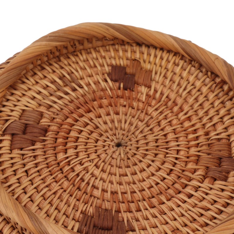 2 PCS Round Rattan Basket Unique Texture Hand Woven Process