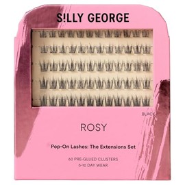 Silly George - Pestañas Pop-On - Extensiones de pestañas falsas pre-pegadas DIY de 1 paso, aspecto natural, negras - rosadas, juego de 5-7 pares, paqu