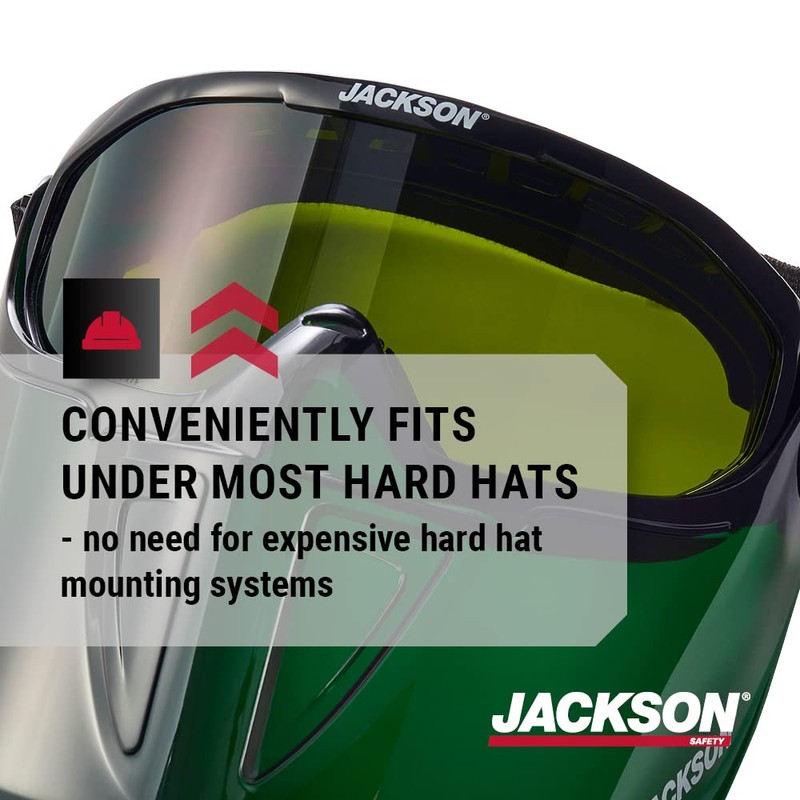 Jackson Safety GPL530 Premium Safety Goggles with detachable Faceshield, Green,