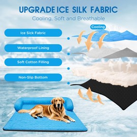 Cooling Dog Couch Bed, Calming Dog Bed, Waterproof Couch Cover for Dogs Washable, Cooling Dogs Mat, Pet Blanket for Sofa Protector with Non Slip Bottom Removable Ice Silk Cover(Extra Large)