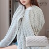Havenly Gray Check Velvet Cloud Veil Bath & Beach Towel - Soft, Lint-Free, Quick-Drying, Gift-Ready Large Towel Daydream Blue / 70x140cm