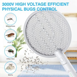 PALONE Electric Fly Swatter 4000V Bug Zapper Racket 2 in 1 Fly Swatter Rechargeable