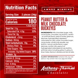 Anthony Thomas, Great Tasting Peanut Butter & Milk Chocolate Buckeyes in Regular Box, Deliciously Delightful Snacks (24 Count)