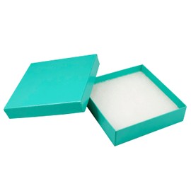 N N’icePackaging – 12 Qty - Aqua Blue Cotton Filled Gift Boxes - Size 3 1/2" x 3 1/2" x 7/8" - USA Made - Holidays/Birthdays/Sales/Storage/Display/Travel