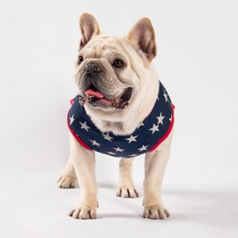 Fitwarm Patriotic Star Dog Shirt for 4th of July, Memorial Day, Independence Day, Holiday Dog Clothes for Small Dogs Boy Girl, Pet Cat Outfit, 100% Breathable Cotton, Red, Navy Blue, White, XL