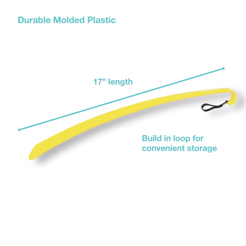 Homecraft 48223 Plastic Shoehorn, Easy-Hold Curved Handle, Smooth Plastic is