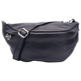 SH Leder Marie G528 Real Leather Waist Bag for Women Men Unisex Belt Bag for Festival Travel Bum Bag Medium Crossbody Bag Women Leather Bag 32 x 17 cm (Dark Blue)