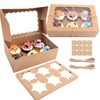 MAMUNU 10PCS 6 Cavity Cupcake Boxes with Window and Inserts,