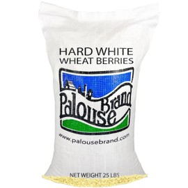 Palouse Brand Certified Glyphosate Residue Free | Hard White Wheat Berries | 25 LBS | Family Farmed in Washington State | 100% Desiccant Free | Sproutable | Non-GMO Project Verified | Kosher | Poly Bag