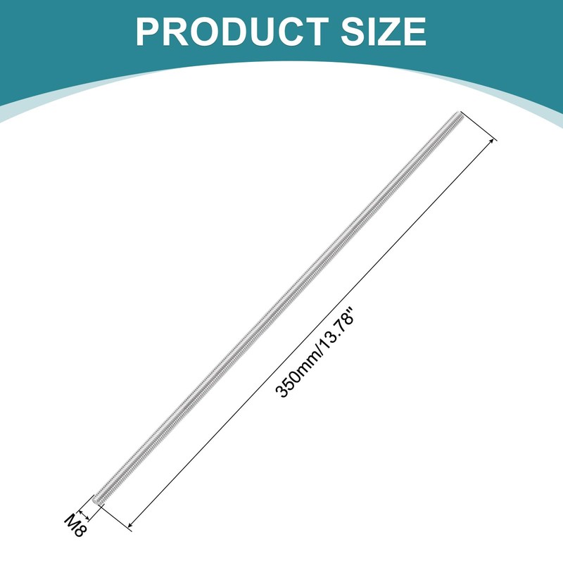 sourcing map 2pcs Fully Threaded Rod, M8 x 350mm 201