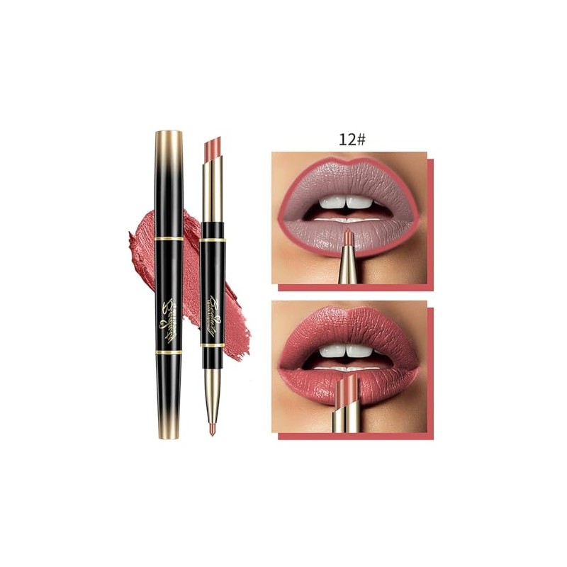 LONEOURS Lápiz Labial y Delineador de Labios 2 en 1,